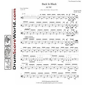 AC/DC – Back In Black – Drum Sheet + Play-along Track